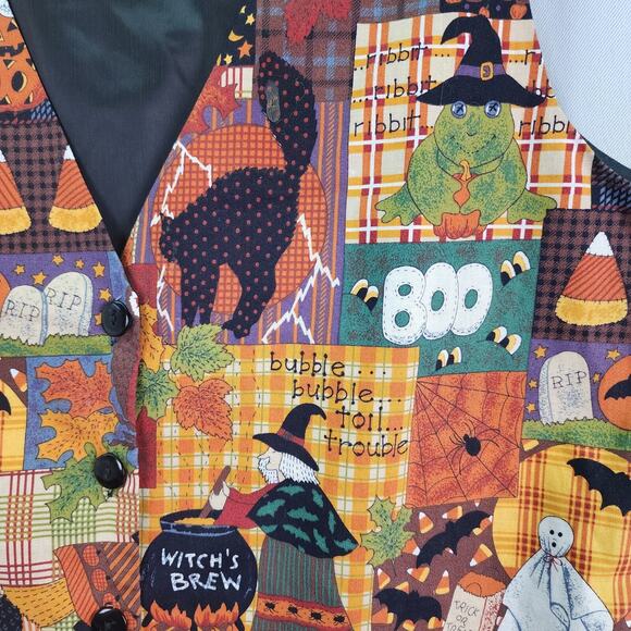 Halloween Vest Women LARGE Westbury Witches Bats Ghost "BOO" Pin Included Party - Picture 7 of 13